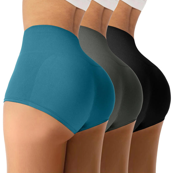 Sharp Focus 3 Piece Women's Seamless Yoga Booty Shorts High Waist Scrunch Butt Lifting Workout Hot Pants