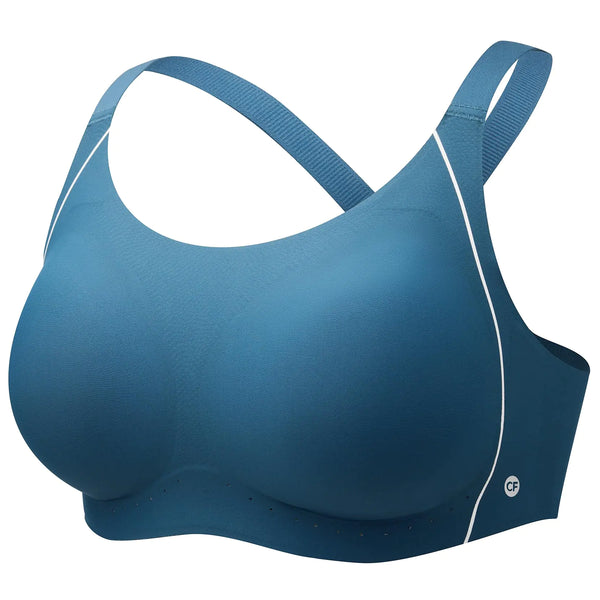 Sharp Focus Sports Bras for Women Criss-Cross Back Padded Workout Bras for Yoga Gym Workout Fitness Nordic Blue
