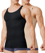 Sharp Focus 2 Pack Compression Shirt Men Slimming Body Shaper Vest Sleeveless Tank Top Workout Shirts