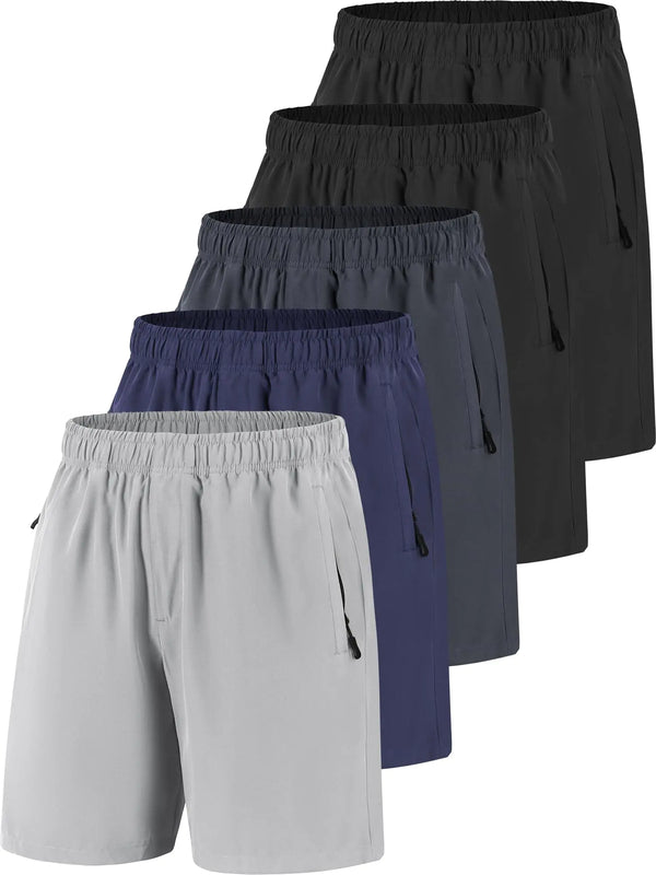 Sharp Focus Men Running Athletic Shorts Quick Dry 7 inch Inseam Gym Workout Men Shorts with Deep Pocket & Zipper