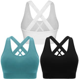 Sharp Focus Double Couple Sports Bras for Women Padded High Impact Seamless Criss Cross Back Workout Tops Gym Activewear Bra Large